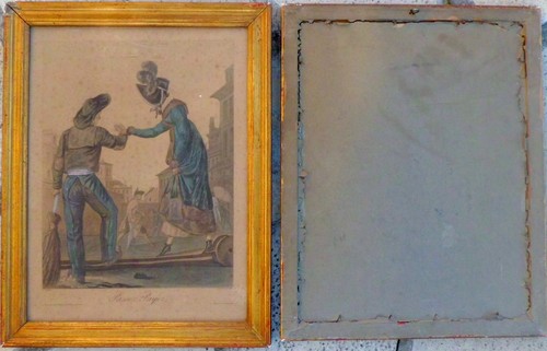 Gravure rehaussée dessin - gravure,