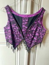 Boléro de Flamenco Femme Espagnole Violet avec fleurs Résille Noire en applique