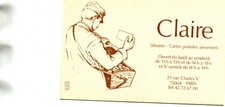 Carte Pub CLAIRE Librairie Cartes postales anciennes 25 rue Charles V PARIS