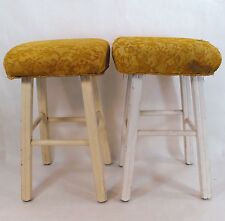 2 Vintage Wood Short Bar Vanity Stools Shabby But Chic 20" 00101010