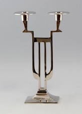 9977006 Lustre 2 Flammes Argenté Nickelé Style Art Nouveau Neuf H29Cm