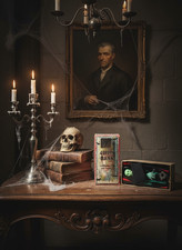 Tirelire mécanique vintage COFFIN BANK Made Japan cercueil squelette Halloween