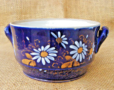 SOUPIÈRE ANCIENNE PORCELAINE ÉMAILLÉE BLEU DE FOUR XIXème-cache-pot