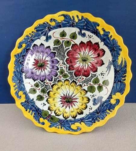 Polychrome floral plate - 12",
