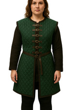 Manteau Médiéval Matelassé Vert | Veste D'Armure Rembourrée Pour LARP & Cosplay