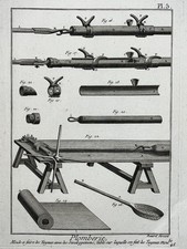 MOULE TUYAUX Plomberie GRAVURE Benard ENCYCLOPEDIE Metier XVIII°