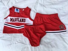 🐢 Girls Maryland MD Terps NCAA 12 Months Cheerleader Cheer Outfit Dress Skirt