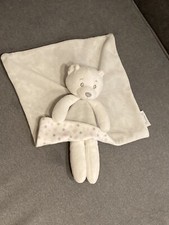 DOUDOU OURS PLAT GRIS BLANC ETOILE ROSE  MATHILDE M