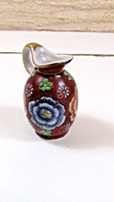 POT A CREME ANCIEN PORCELAINE DE LA CHINE FLEUR PIVOINE SUR FOND ROUGE MINIATURE