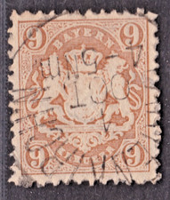 TIMBRE 1870-73 ALLEMAGNE/ BAVIERE N° 27-OBL. (B)-COTE: 600 EUROS-VOIR SCAN R/V-