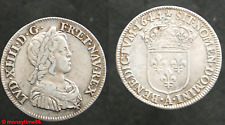 France Royale ! LOUIS XIV, 1/4 d'ecu à la mèche courte 1644 A, en TTB+