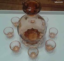 Service à digestif ancien Vintage.  Carafe et 8 verres
