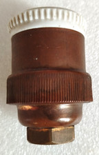 Douille E27 pas de 16,85 mm en Cuivre et Collerette Porcelaine pour Lustre TBE