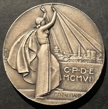 Médaille Art Déco argent " 25 ans CPDE Electricité Paris 1907-1932 " DAMMANN