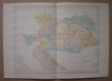 Carte XIXème de l' AUTRICHE Hongrie Tyrol Styrie Bohême Dalmatie Roumanie etc