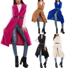 Gilet femme long peluche - long,
