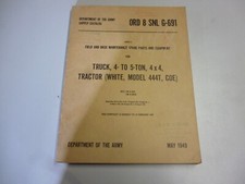 US Army Supply Maintenance Camion 4X4 5 TON Tracteur BLANC 444T, ORD8 SNL G-691