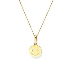 Collier et Pendentif Emoticone Clin d'Oeil en Or Jaune 9 Carats - 41 à 51cm