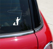 FLY FISHERMAN FISHING MAN DOG