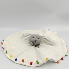 Doudou plat rond lapin blanc