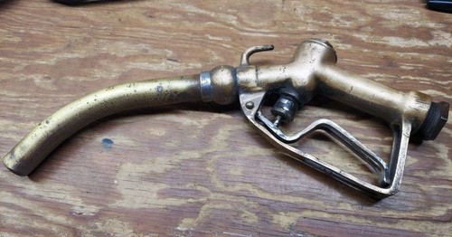 Vintage gas pump brass nozzle - gas,