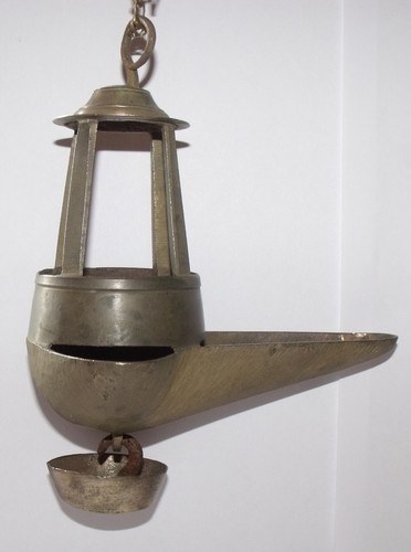 Ancienne lampe huile fin - à, huile,