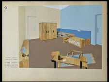 PIERRE CHAREAU, CHAMBRE D'ENFANT À PARIS - POCHOIR 1930 - ART DECO français