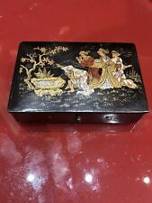 Ancienne Boîte En Papier Mâché À Décor Japonais Époque 1920 A Bijoux