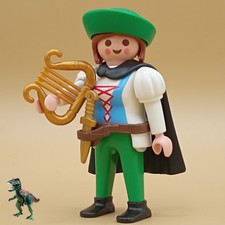 Playmobil figurine femme troubadour-barde musicien-harpe-coupe royale-théâtre...