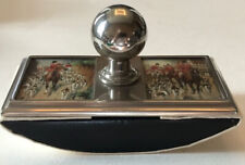 Antique 19th Century Victorian  Blotter With Two Hand Painted Hunting Scenes.