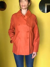 jolie veste mi longue en cuir orange MAX & MOI taille 36 fr (S) NEUVE