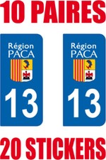 20 STICKERS AUTOCOLLANT DEPARTEMENT 13 PLAQUE IMMATRICULATION