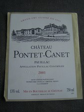 etiquette Chateau Pontet Canet 2001 SPECIMEN pauillac wine label wein etikett