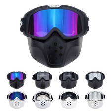 Masque Facial de Protection avec Lunettes Détachable pour Casque Moto, Motocross
