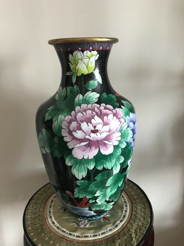 Cloisonne vase bronze emaux - vase,