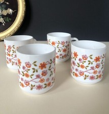 Lot 4 mugs tasses à déjeuner ARCOPAL Scania fleurs vintage