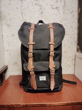Sac A Dos Herschel Noir Lanière A Cuir Occasion Bon Etat