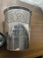 Ancien verre en métal argenté de 7 ,5 cm Poinçon VB