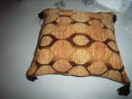 Coussin velours beige marron - coussin, beige/marron