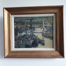 TABLEAU SIGNÉ R PERROT PAYSAGE HUILE SÛR TOILE RENÉ PERROT ARTISTE PEINTRE 20eme