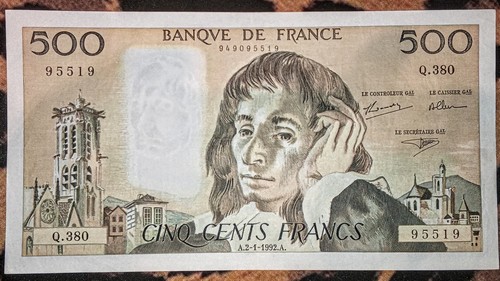 Billet 500 francs pascal - billet,