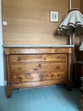 belle commode provençale, bois clair, dessus marbre