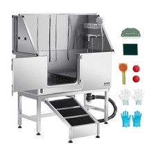 VEVOR Baignoire de Chien Animaux Compagnie Acier Inox 127 cm Filtre Rampe Gauche