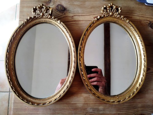 Paire cadres miroir ovale - de,