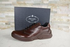 PRADA Eu 40 6 Chaussures à Lacets Baskets Chaussures Basses Braun Neuf Autrefois