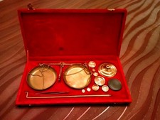 Balance/Trébuchet de Précision en laiton- Inde - Complet en coffret - G/Mg