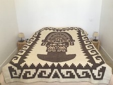 couverture épaisse en laine  design aztèque réversible 