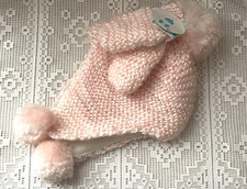 Ensemble Bonnet & Gant Bébé Fille 0-3 mois Rose Blanc Tex Neuf étiqueté !