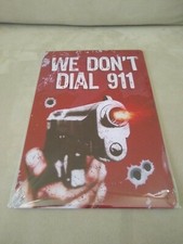 Funny No Trespassing Warning 8 x 12 Metal Tin Sign With Gun & Bullet Holes Look