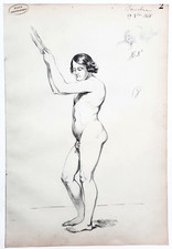 DESSIN Nu masculin. signé